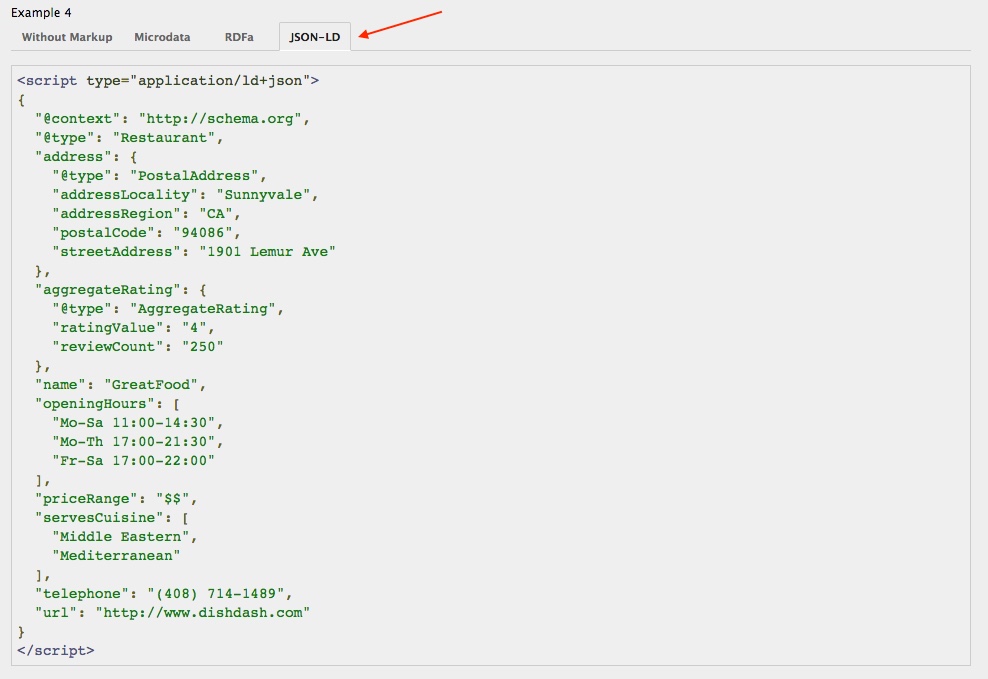 Example JSON-LD Code Schema.org