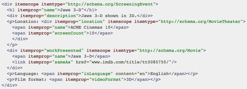 Example Microdata Schema.org